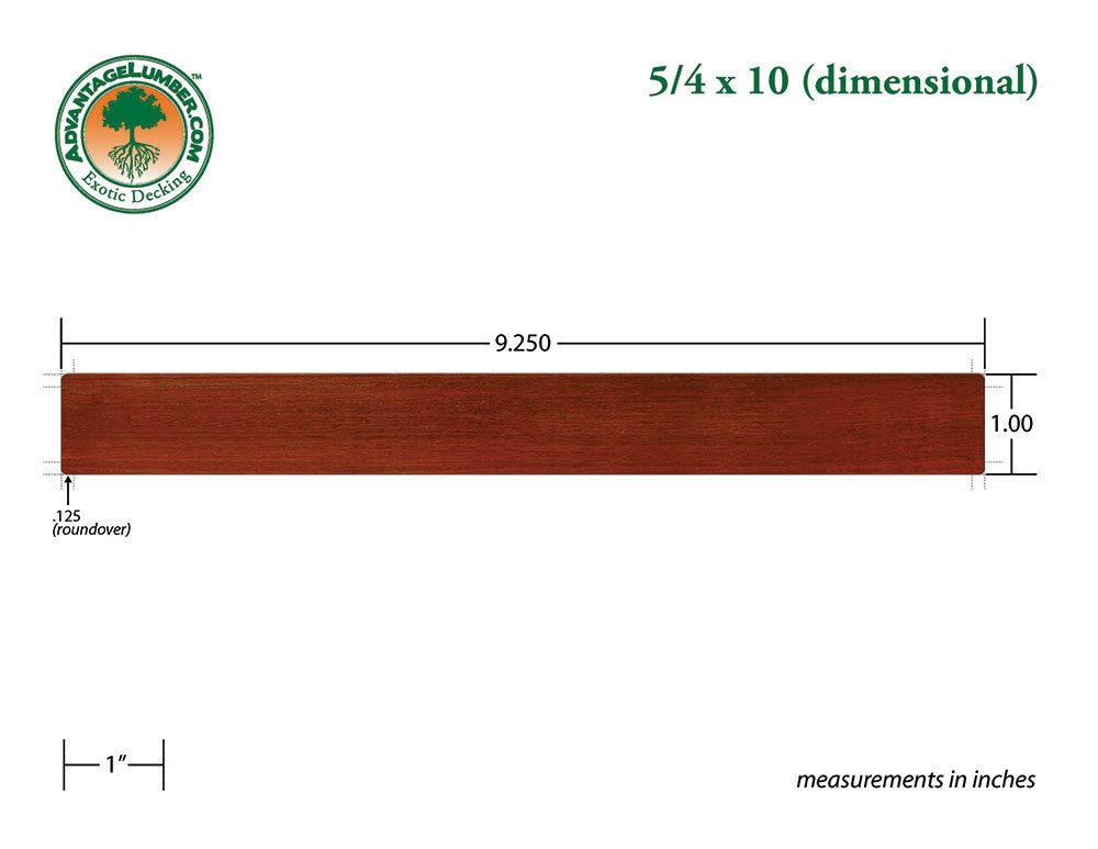 5/4 x 10 Brazilian Redwood (Massaranduba) Wood Decking