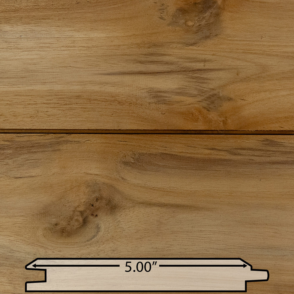 1x6 Plantation Teak End-Matched V-Groove Unfinished, Character Grade