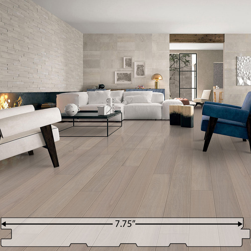 Brazilian Oak (Tauari) Dove Gray Beach Engineered Flooring 7.75″ Prefinished Matte Wire-Brushed, $7.44/sqft