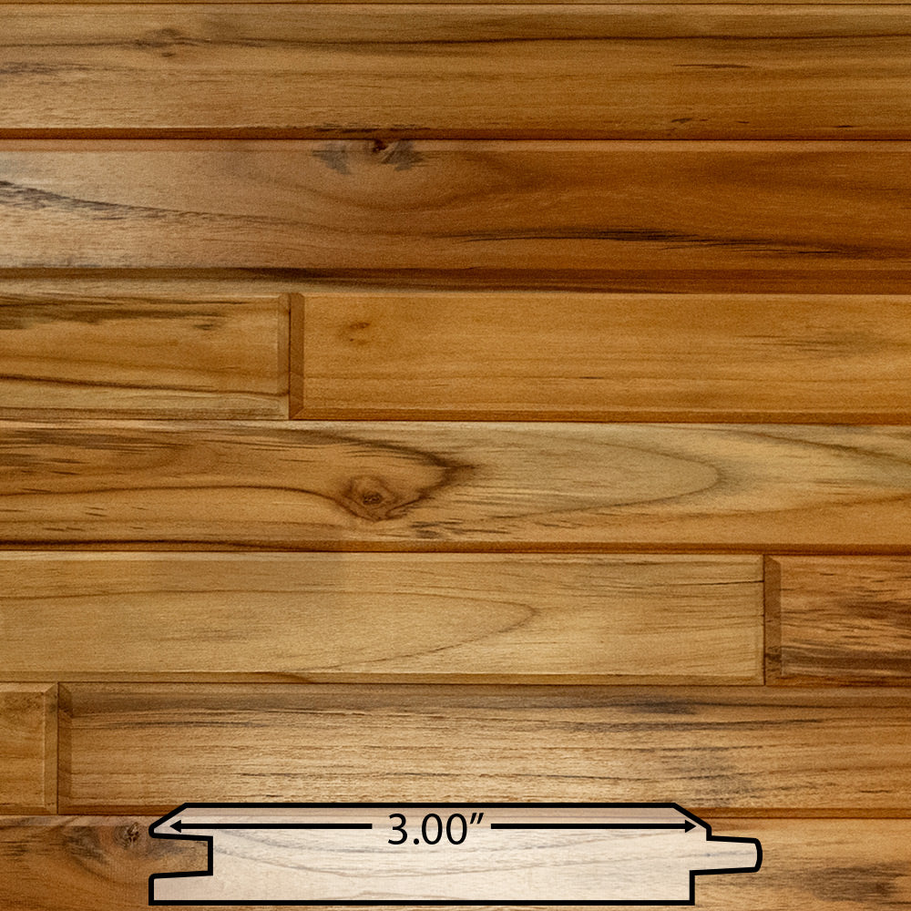 1x4 Plantation Teak End-Matched V-Groove Prefinished, Character Grade