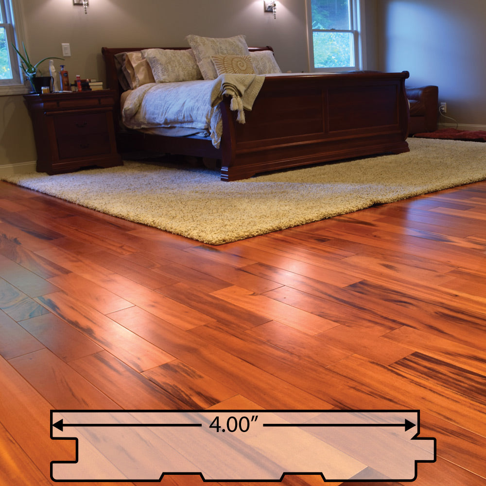 Tigerwood (Goncalo Alves, Muiracatiara, Brazilian Koa) Solid Flooring 4″ Unfinished, $5.67/sqft