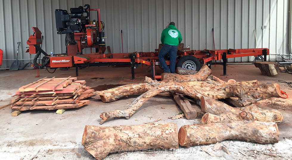 small lumber mill wood slabs